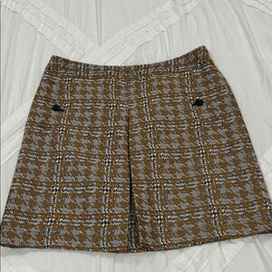 Nine West Brown and White Plaid Mini Skirt